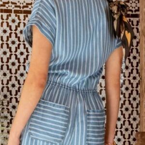 Blue and White Striped romper